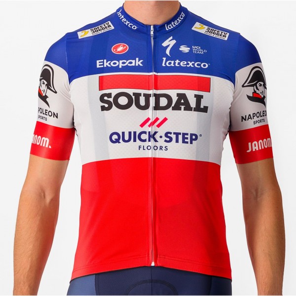 Soudal Quick-Step frans kampioen 2023 Competizione wielershirt met korte mouwen professioneel wielerteam