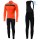 2019 Casteli Puro 3 Orange Thermal Fietskleding Set Wielershirts Lange Mouw+Lange Wielrenbroek Bib 168SXNX