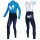 2019 Movistar Thermal Fietskleding Set Wielershirts Lange Mouw+Lange Wielrenbroek Bib 899FDBL