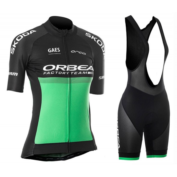 2019 Orbea Factory Racing Groen Dames's Fietskleding Set Fietsshirt Met Korte Mouwen+Korte Koersbroek Bib 810RZAC