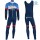 2019 Total Blauw Thermal Fietskleding Set Wielershirts Lange Mouw+Lange Wielrenbroek Bib 148XEVK