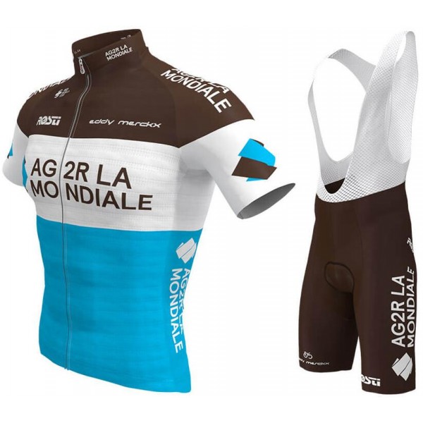 AG2R LA MONDIALE 2019 Fietskleding Set Wielershirt Korte Mouw+Korte Fietsbroeken Bib