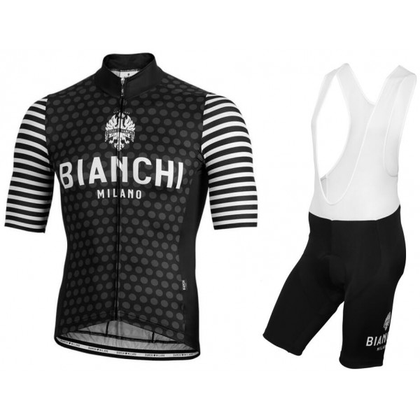 BIANCHI MILANO Davoli Black Fietskleding Set Wielershirt Korte Mouw+Korte Fietsbroeken Bib