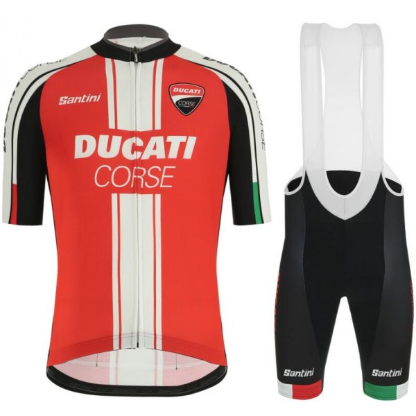 Ducati 2019 Fietskleding Set Wielershirt Korte Mouw+Korte Fietsbroeken Bib