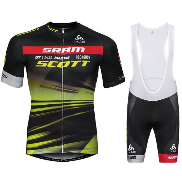 SCOTT SRAM 2019 Fietskleding Set Wielershirt Korte Mouw+Korte Fietsbroeken Bib