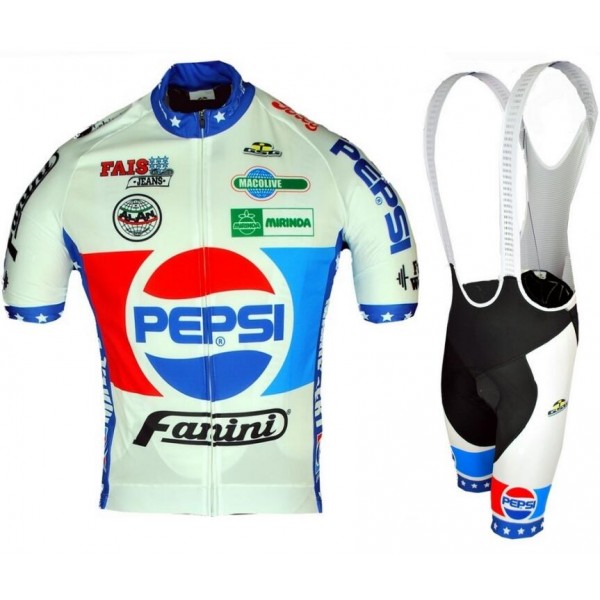 Retro Fanini Pepsi Cola 1988 Fietskleding Set Wielershirt Korte Mouw+Korte Fietsbroeken Bib