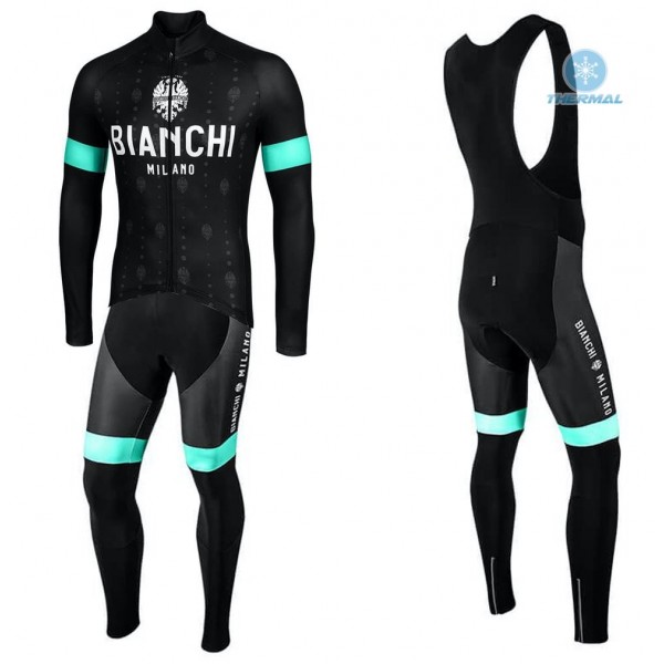 2020 Bianchi YDH Thermal Fietskleding Set Wielershirts Lange Mouw+Lange Wielrenbroek Bib 258VDAP