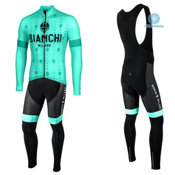 2020 Bianchi YDL Thermal Fietskleding Set Wielershirts Lange Mouw+Lange Wielrenbroek Bib 968PQUJ