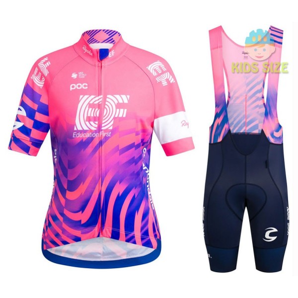2020 EF Pro Cycling Team Pink Kids Fietskleding Set Wielershirt Korte Mouw+Korte Fietsbroeken Bib 876SIGB