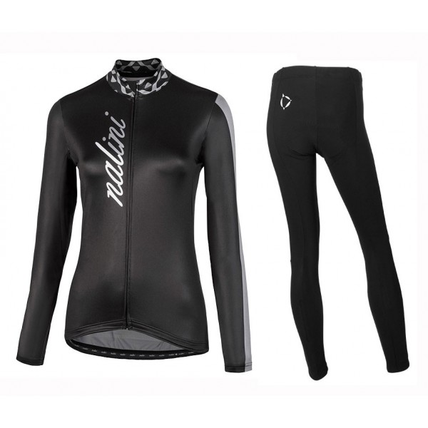 2020 Nalini MCL Zwart Wielerkleding Set Wielershirt Lange Mouw+Lange Fietsbroeken Bib 638RHWY