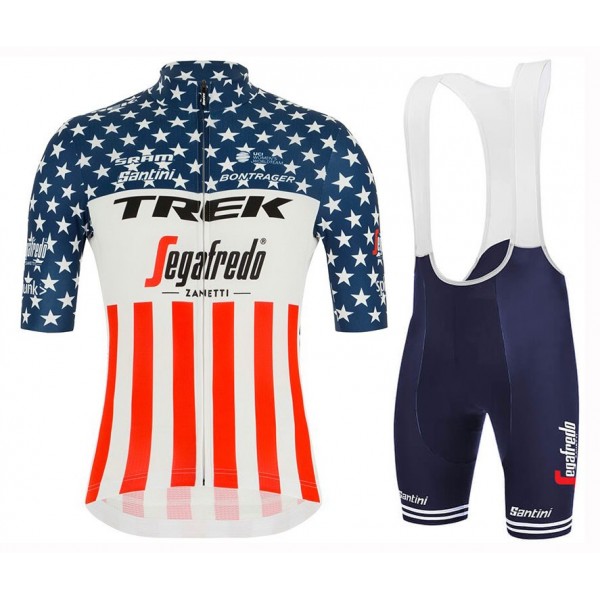 2020 TREK Segafredo US Champion Fietskleding Set Fietsshirt Met Korte Mouwen+Korte Koersbroek Bib 936BCRE