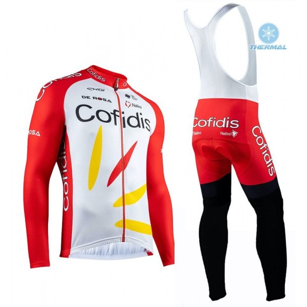 2020 Team Cofidis Pro Thermal Fietskleding Set Wielershirts Lange Mouw+Lange Wielrenbroek Bib 772WAKT