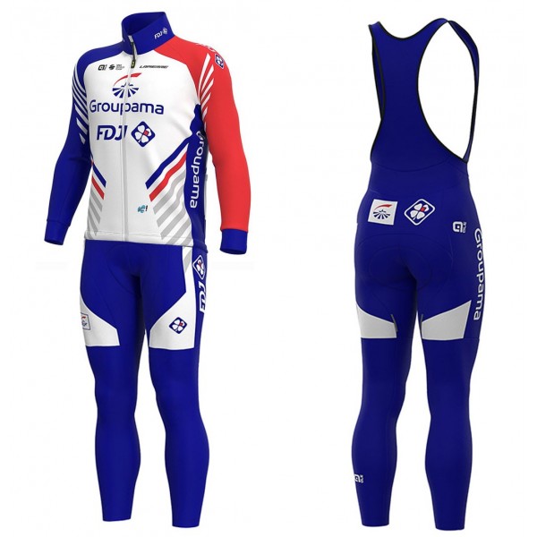 2020 Team FDJ Wielerkleding Set Wielershirt Lange Mouw+Lange Fietsbroeken Bib 212XMAY