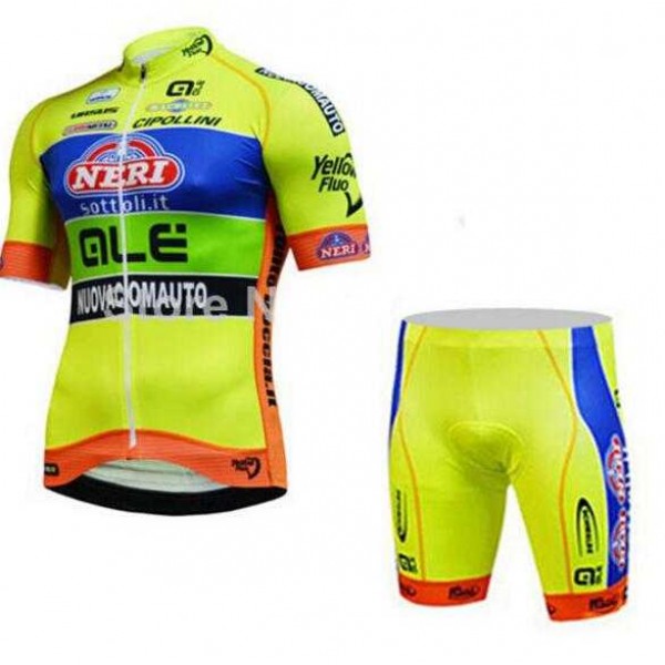 2015 ALE Fietskleding Wielershirt Korte Mouw+Fietsbroeken Geel Groen