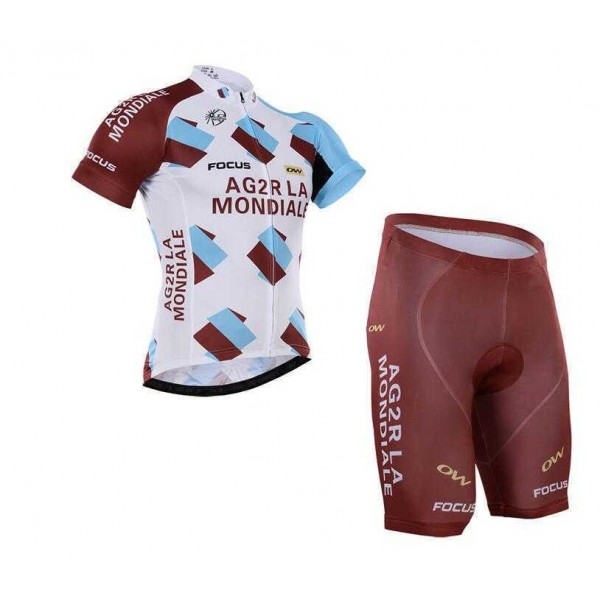 2016 AG2R La Mondiale Wielerkleding Set Wielershirt Korte Mouwen+Fietsbroek Korte