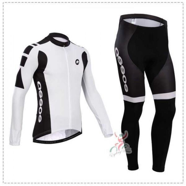 Assos 2014 Fietskleding Wielershirt Lange Mouw+Lange Fietsbroeken Zwart Wit