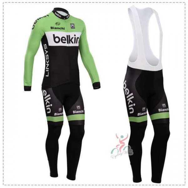 2014 Belkin Fietskleding Set Outlet Wielershirt Lange Mouwen+Lange Fietsbroeken Bib