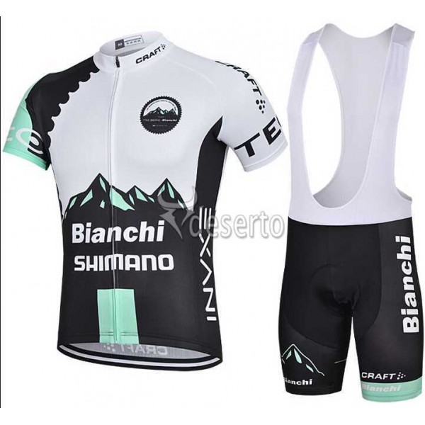2015 Bianchi Shimano Fietskleding Set Fietsshirt Met Korte Mouwen+Korte Koersbroek