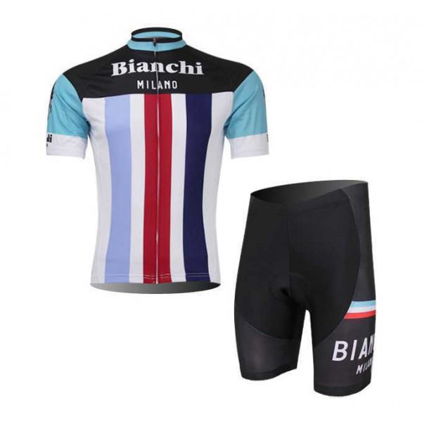 Bianchi 2014 Wielerkleding Set Wielershirts Korte Mouw+Fietsbroek Wit Rood Blauw