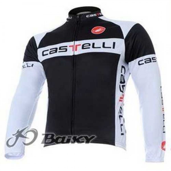 Castelli Pro Team Wielershirts Lange Mouwen Wit Zwart