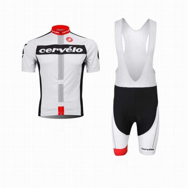 2014 Castelli Cervelo Fietskleding Set Fietsshirt Met Korte Mouwen+Korte Koersbroek Wit