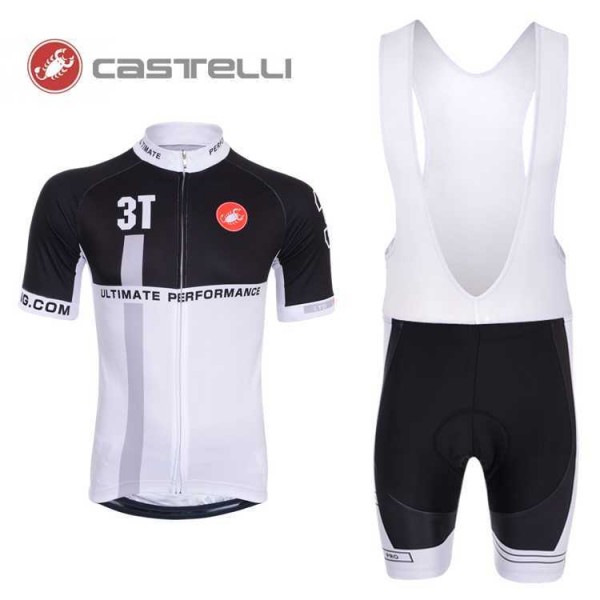 Castelli 3T 2014 Fietskleding Set Fietsshirt Met Korte Mouwen+Korte Koersbroek Wit Zwart