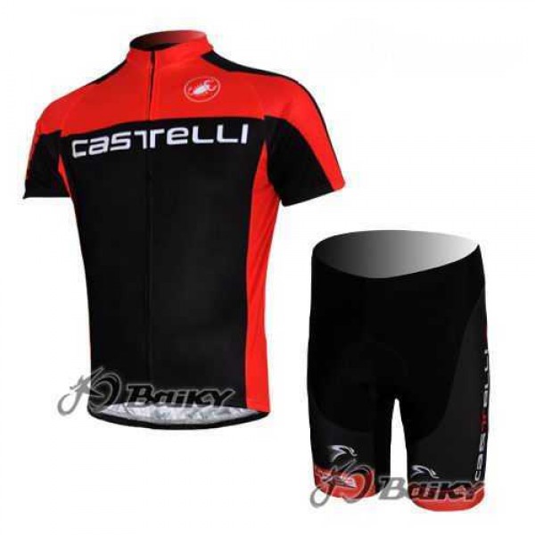 Castelli Pro Team Wielerkleding Set Wielershirts Korte+Korte Fietsbroeken Rood