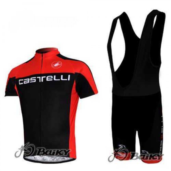 Castelli Pro Team Fietskleding Set Fietsshirt Met Korte Mouwen+Korte Koersbroek Rood