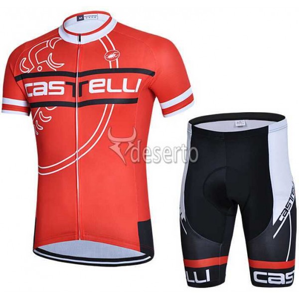 2015 Castelli Fietskleding Korte Mouw+Fiets Broek Rood