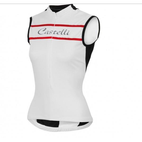 2016 Castelli Vrouwen Promessa Wielershirts Mouwloos Wit