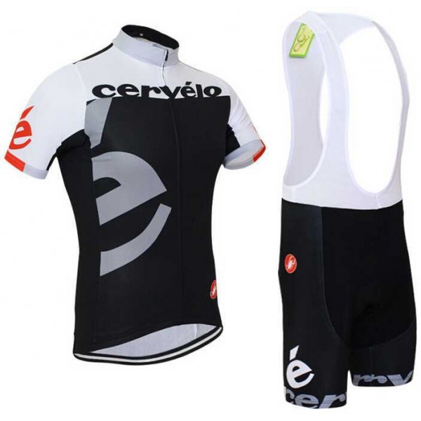 2015 Cervelo Fisshirt Korte Mouw Zwart Gris+Korte Fisbroeken Bib