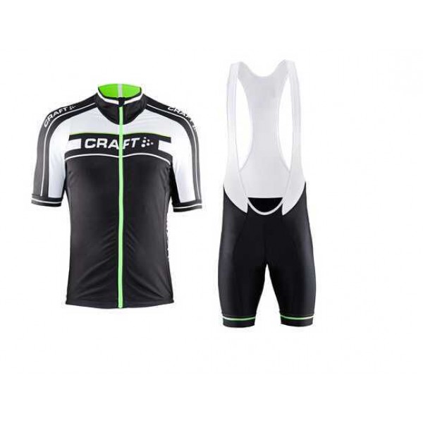 2015 Craft Bike Grand Tour Zwart-Wit-Groen Fietskleding Set Fietsshirt Met Korte Mouwen+Korte Koersbroek