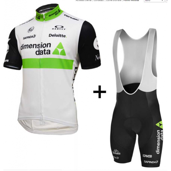 2016 Dimension Data Fietskleding Set Fietsshirt Met Korte Mouwen+Korte Koersbroek