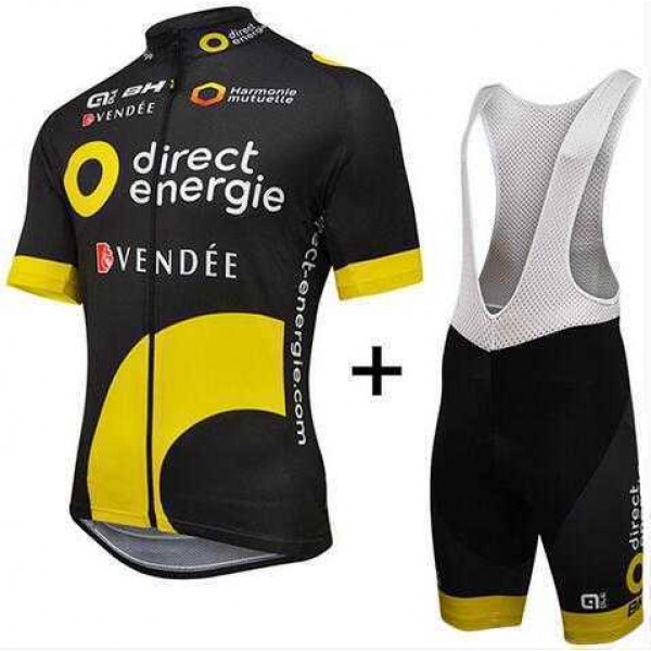 2016 DIRECT ENERGIE Fietskleding Set Fietsshirt Met Korte Mouwen+Korte Koersbroek