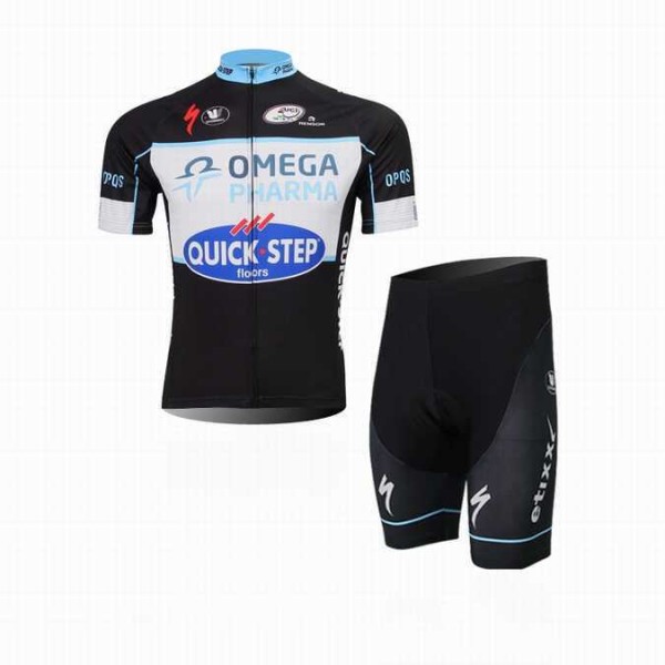 2014 Omega Pharma Quick Step Wielerkleding Set Set Wielershirts Korte Mouw+Fietsbroek