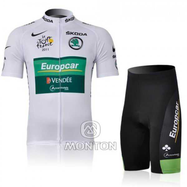 Europcar Pro Team Vendee Fietskleding Wielershirts Korte+Korte Fietsbroeken Wit