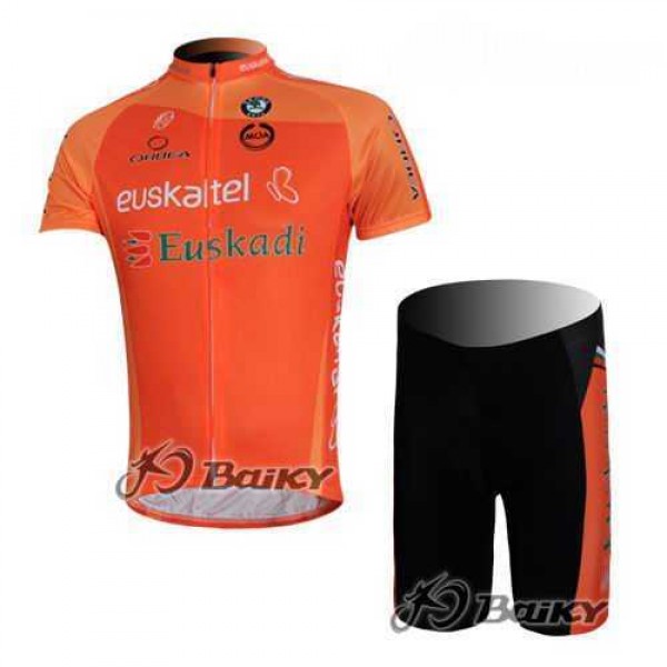 Euskaltel-Euskadi Pro Team Wielerkleding Set Wielershirts Korte+Korte Fietsbroeken Oranje