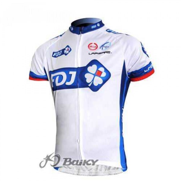 FDJ-BigMat Pro Team Wielershirt Met Korte Mouwen Wit Blauw