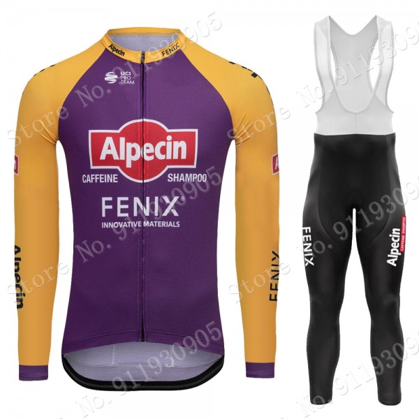 Purple France Tour 2021 Alpecin Fenix Pro Team Wielerkleding Set Fietsshirts Lange Mouw+Lange Fietsrbroek Bib O9oZzx