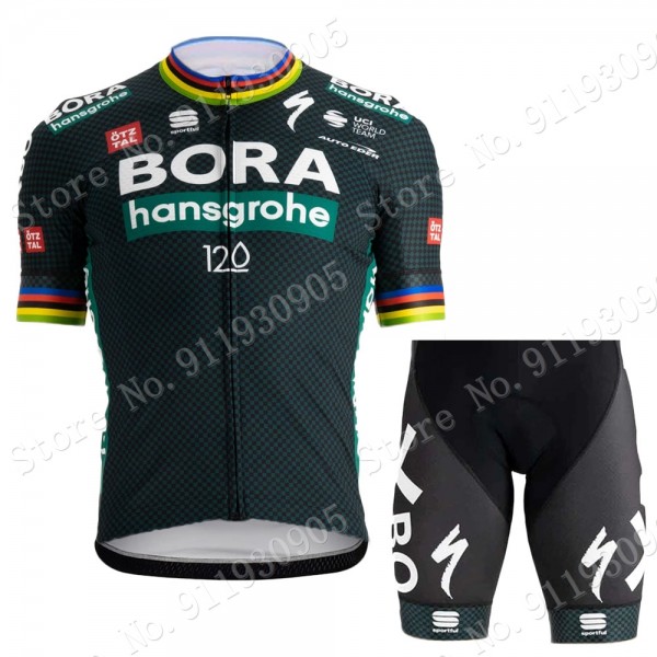 Bora Hansgrohe Champion Tour De France Pro Team 2021 Fietskleding Set Wielershirts Korte Mouw+Korte Fietsbroeken Bib XEN0y2