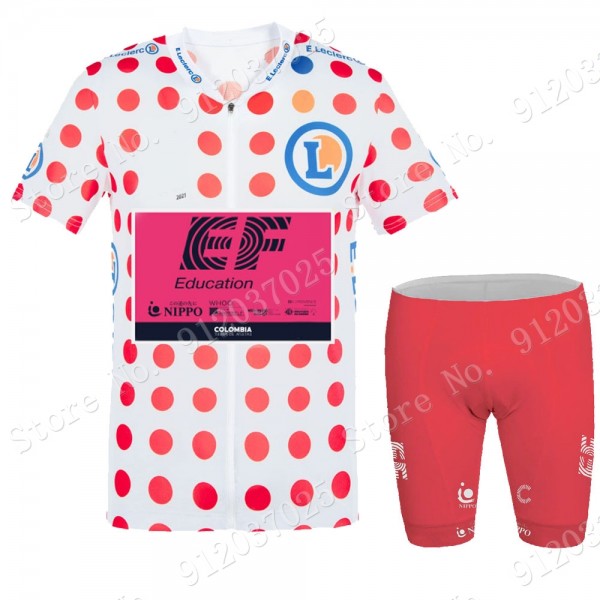 Polka Dot EF Education Frist Tour De France 2021 Team Fietskleding Fietsshirt Korte Mouw+Korte Fietsbroeken 65G0Ly