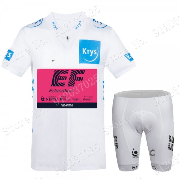 White EF Education Frist Tour De France 2021 Team Fietskleding Fietsshirt Korte Mouw+Korte Fietsbroeken JeUUki