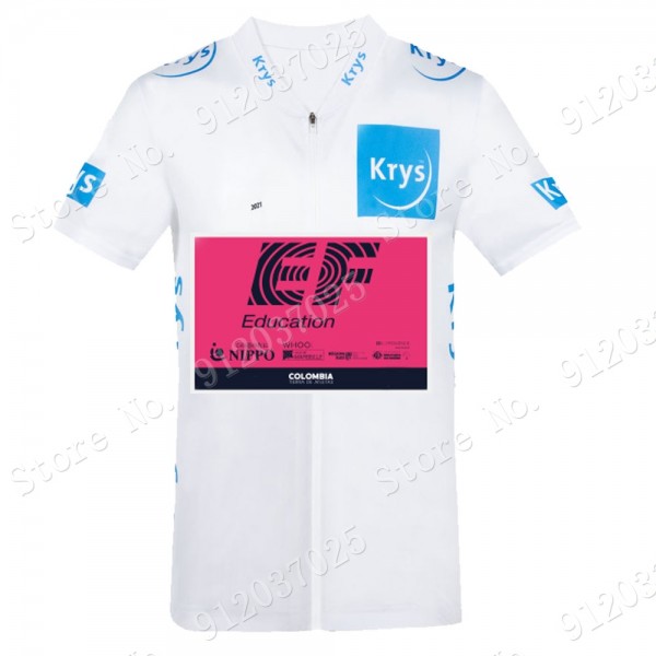 White EF Education Frist Tour De France 2021 Team Wielerkleding Fietsshirt Korte Mouw WqCTyM