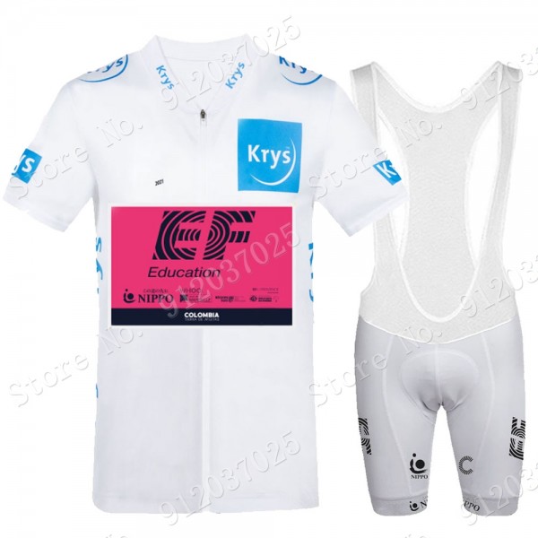 White EF Education Frist Tour De France 2021 Team Fietskleding Set Wielershirts Korte Mouw+Korte Fietsbroeken Bib X42gth