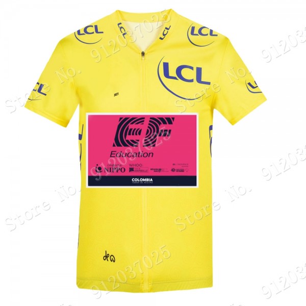 Yellow EF Education Frist Tour De France 2021 Team Wielerkleding Fietsshirt Korte Mouw UbA4HH