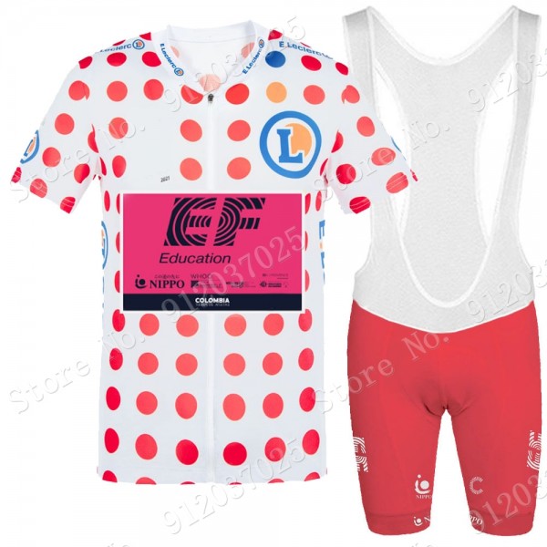 Polka Dot EF Education Frist Tour De France 2021 Team Fietskleding Set Wielershirts Korte Mouw+Korte Fietsbroeken Bib Y0notE