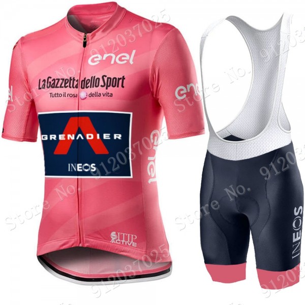 Pink Giro D'italia 2021 Ineos Grenaider Fietskleding Fietsshirt Korte Mouw+Korte Fietsbroeken TURtAc
