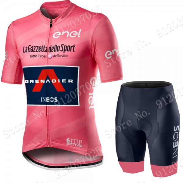 Pink Giro D'italia 2021 Ineos Grenaider Fietskleding Set Wielershirts Korte Mouw+Korte Fietsbroeken Bib NAafGS