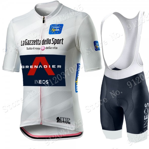 White Giro D'italia 2021 Ineos Grenaider Fietskleding Set Wielershirts Korte Mouw+Korte Fietsbroeken Bib ZuVGPU