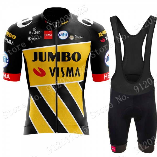 New Style Jumbo Visma 2021 Team Fietskleding Set Wielershirts Korte Mouw+Korte Fietsbroeken Bib 4jPrwn
